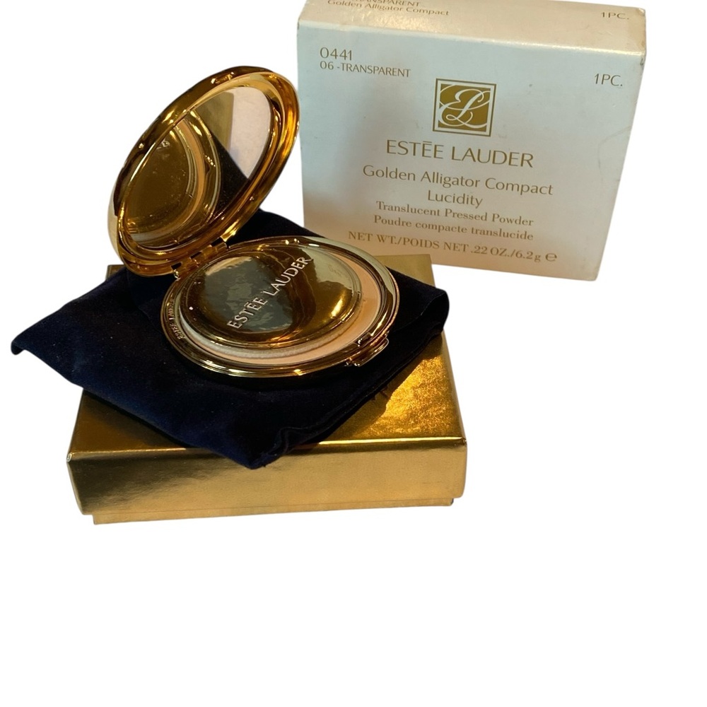 Estee Lauder Gold Alligator Compact with Mirror Lucidity Translucent Powder